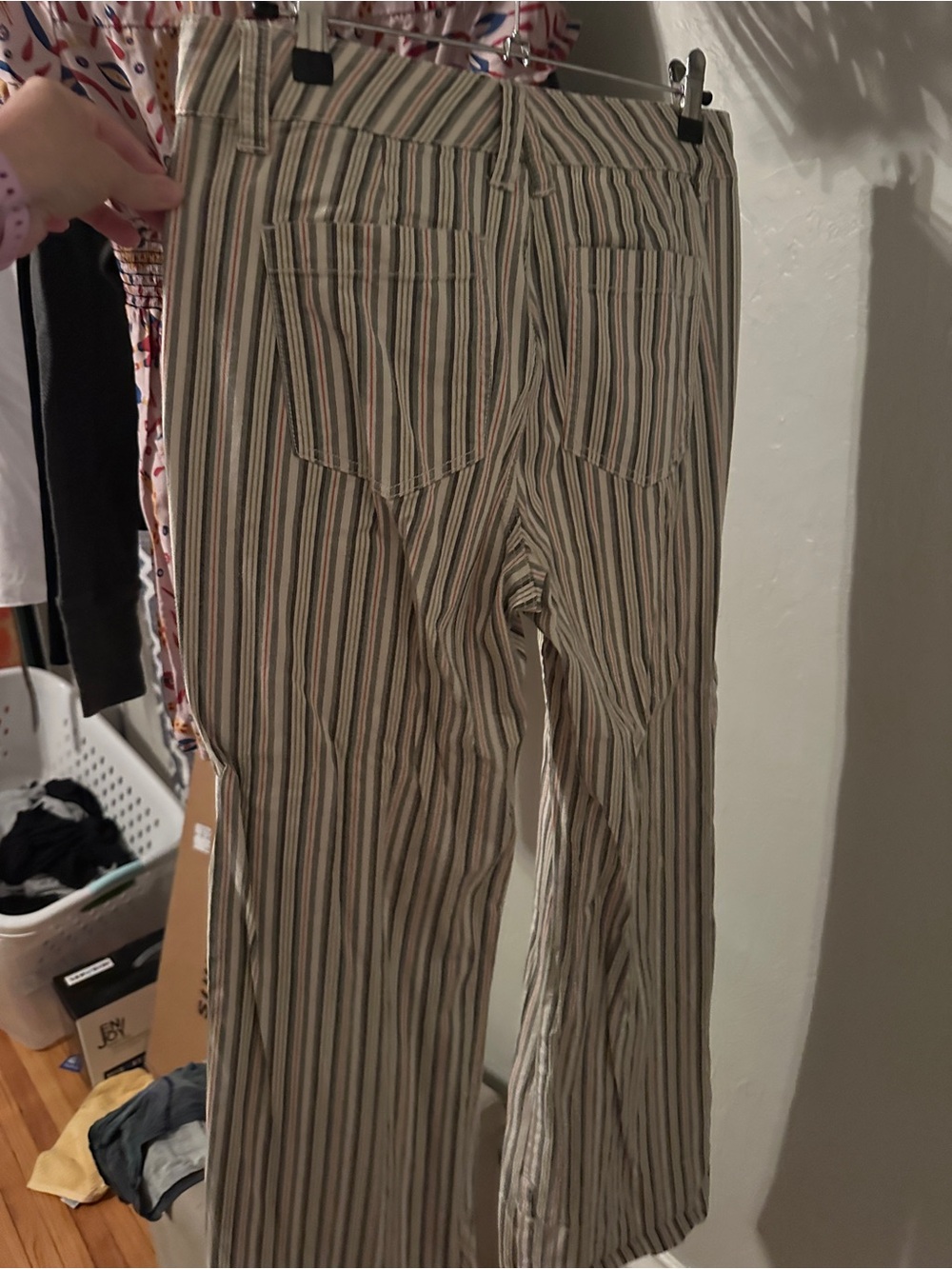 CAbi Striped Drawstring Chinos in Beige, Green and Black